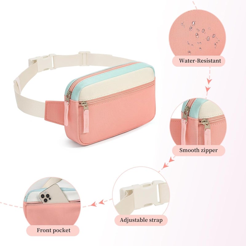 cotmcor Store Valentines Day Gifts for Kids: Fanny Pack Birthday Gift for 5 6 7 8 9 10 11 12 Year Old Teen Girls, Preppy Cute Trendy Stuff Colorblock Crossbody Bag Adjustable Belt Bags for Travel Outdoor - Image 5